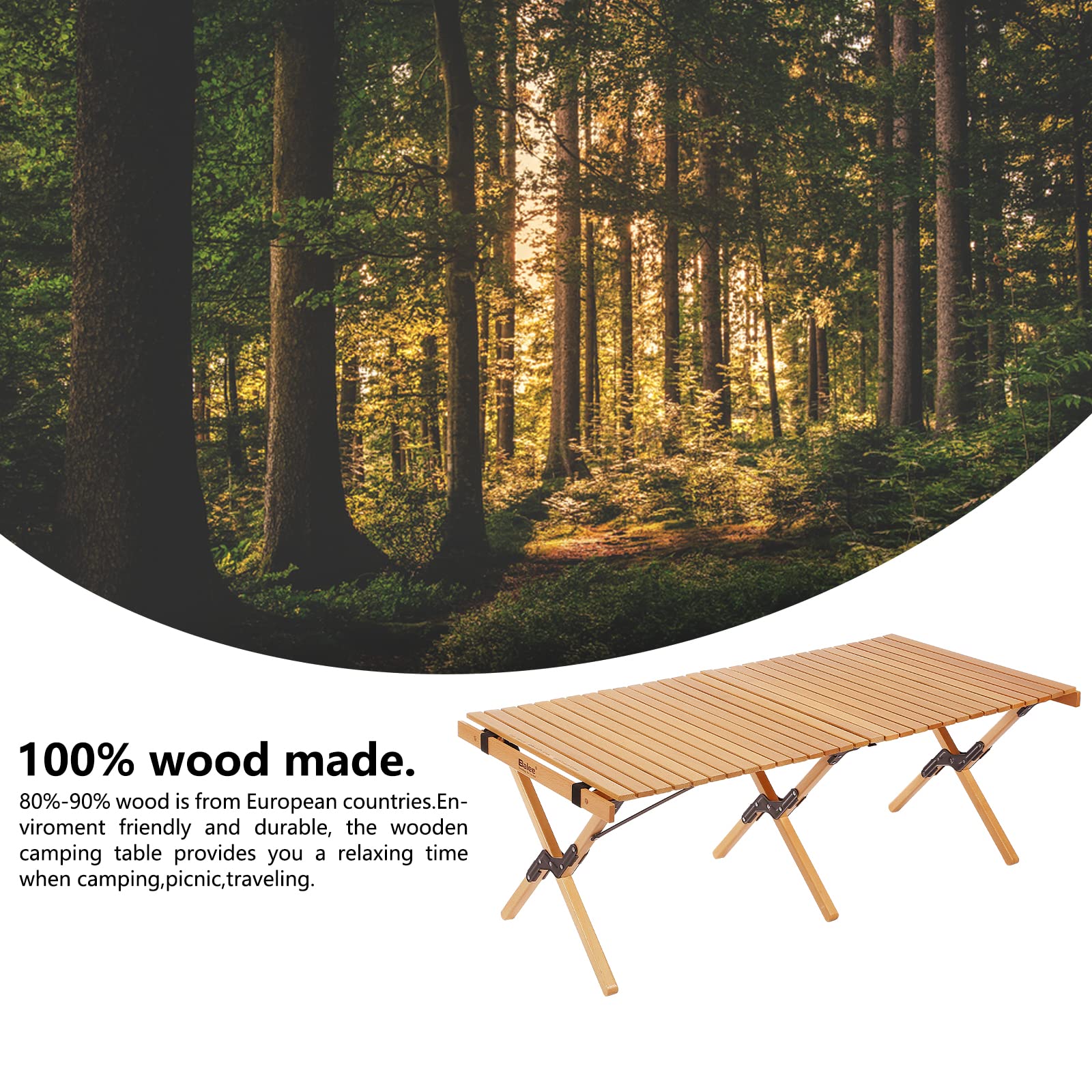 Balee 4ft Low Picnic Table Portable, Folding Beach Picnic Table with A