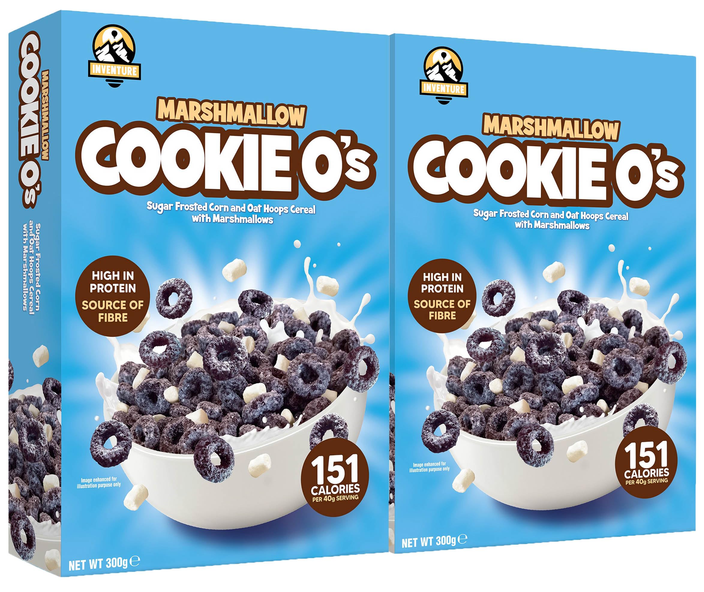 Marshmallow Cookie O's 300g x 2 - Sugar Frosted Corn and Oat Hoops Cereal with Marshmallows - (High in Protein - Source of Fibre)