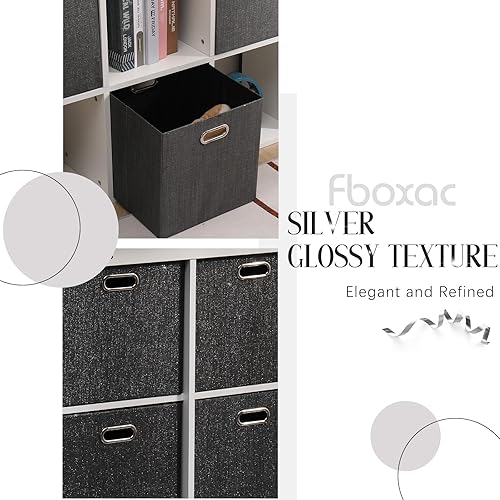 Miniatura 2 de Cesta de organización plegable de tela con asas, cubos de almacenamiento de 13 x 13 pulgadas, juego de 4, cestas de almacenamiento gruesas y