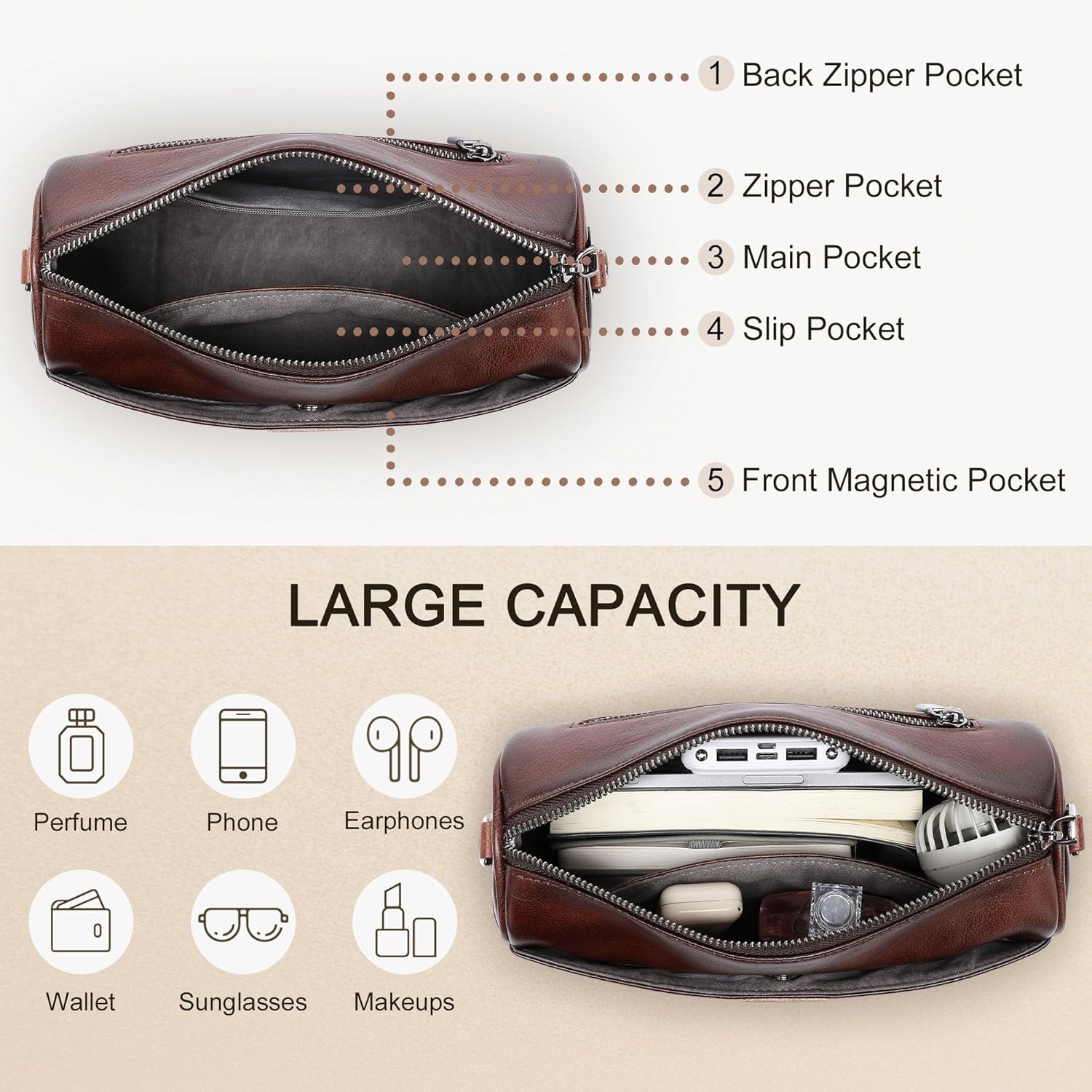 Genuine Leather Crossbody Purses Bag,Travel Casual Handbag,Small Shoulder Cross body Purse Valentine's Day Gift for Women - Image 4