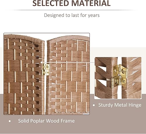 Miniatura 4 de HOMCOM Room Divider, 4 Panel Folding Privacy Screen, 6FT Tall Portable Wicker Weave Partition Wall Divider for Bedroom, Home Office, Natural Madera