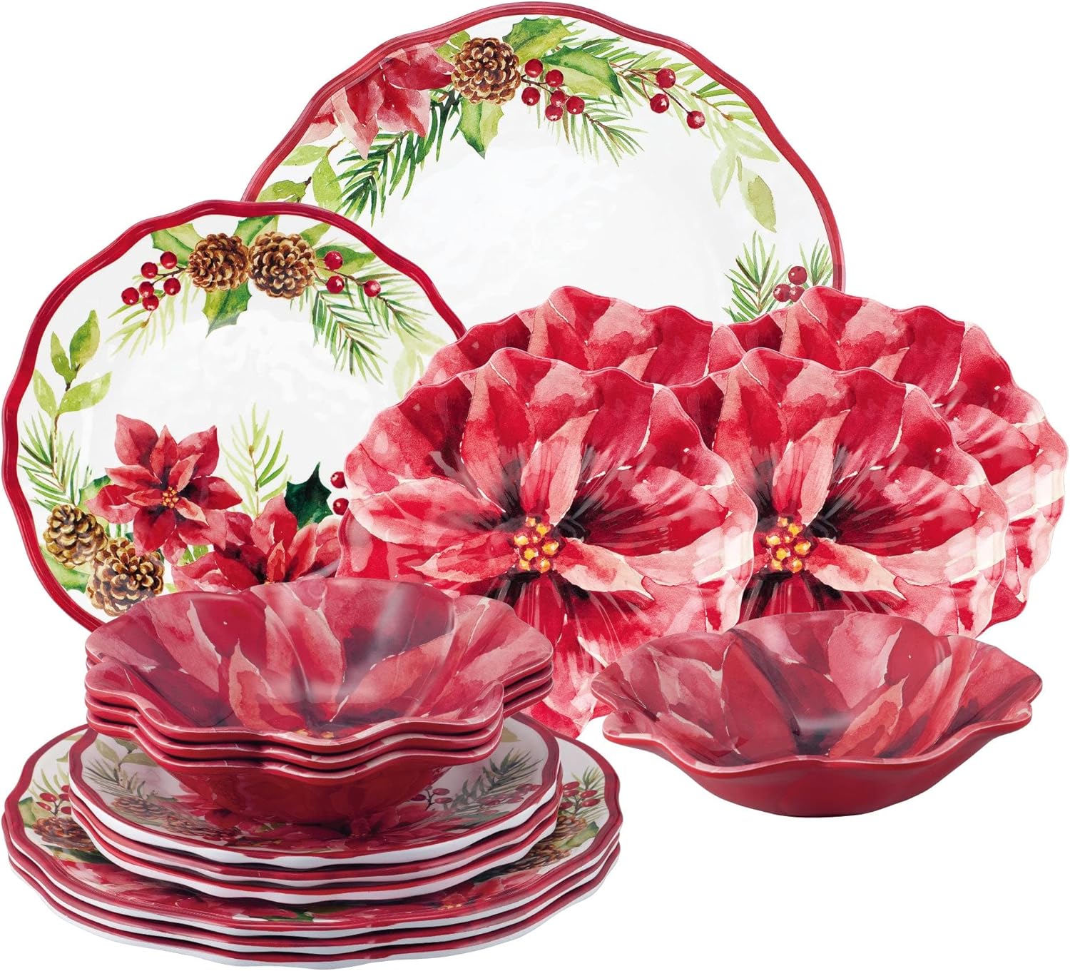 UPware 16Piece Melamine Dinnerware Set, Includes Dinner