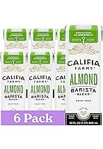 Califia Farms - Unsweetened Almond Barista Blend Almond Milk, 32 Oz (Pack Of 6), Shelf Stable, Dairy Free, Plant Based, Vegan, Gluten Free, Non GMO, Sugar Free, Milk Frother, Creamer