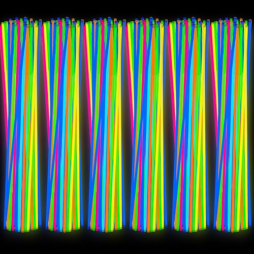Deekin Collares luminosos de 22 pulgadas con barras luminosas a granel con conectores, collar de neón que brilla en la oscuridad para Halloween,