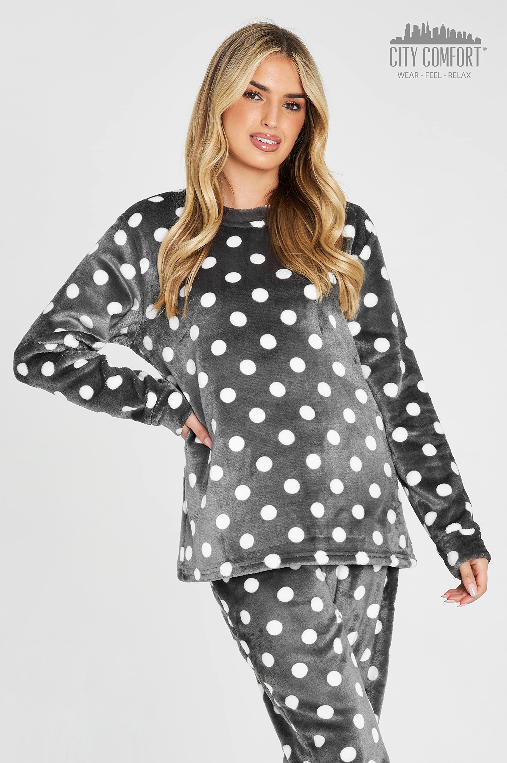 CityComfort Pigiama Pile Donna, Set Manica Pigiama Donna Invernale per Adulti Adolescenti, Regali per Lei