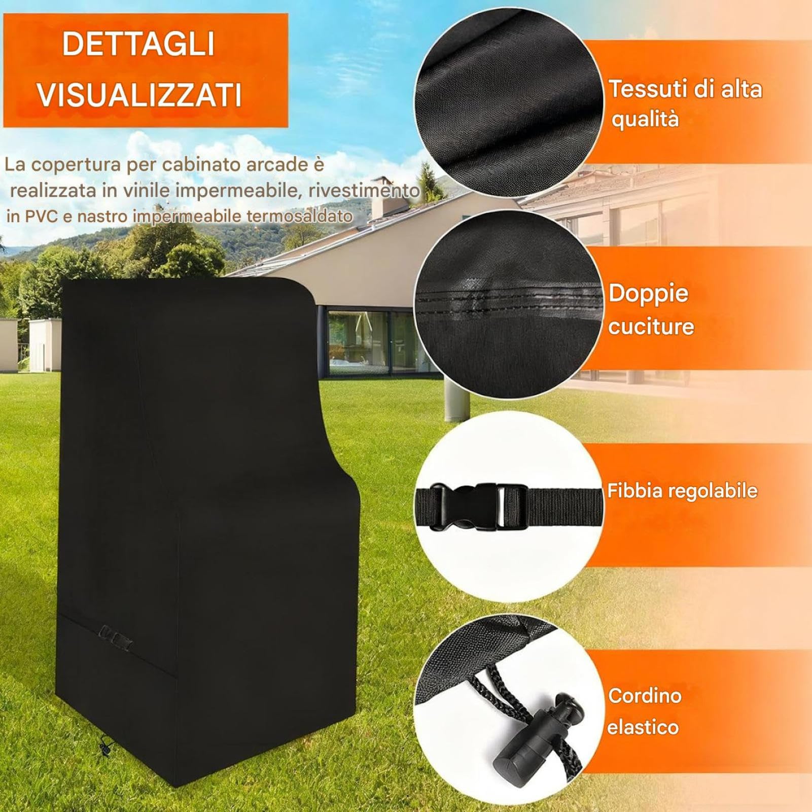 Gaming Cabinet Cover - Arcade Machine Dust Protector for Indoor and Outdoor | Durable PVC Fabric with Water Resistant Coating, Easy Fit with Adjustable Drawstring, Protects Electronics from Dust