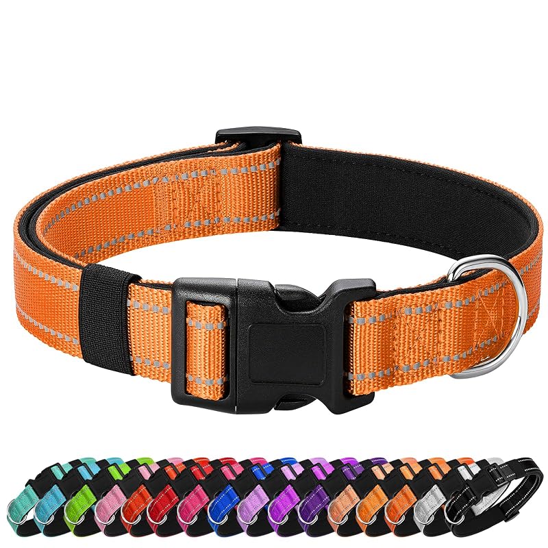 Coleira refletiva ajustável para cães grandes em nylon penseepet Light Orange, tamanho L – 44,45 a 68,58 cm