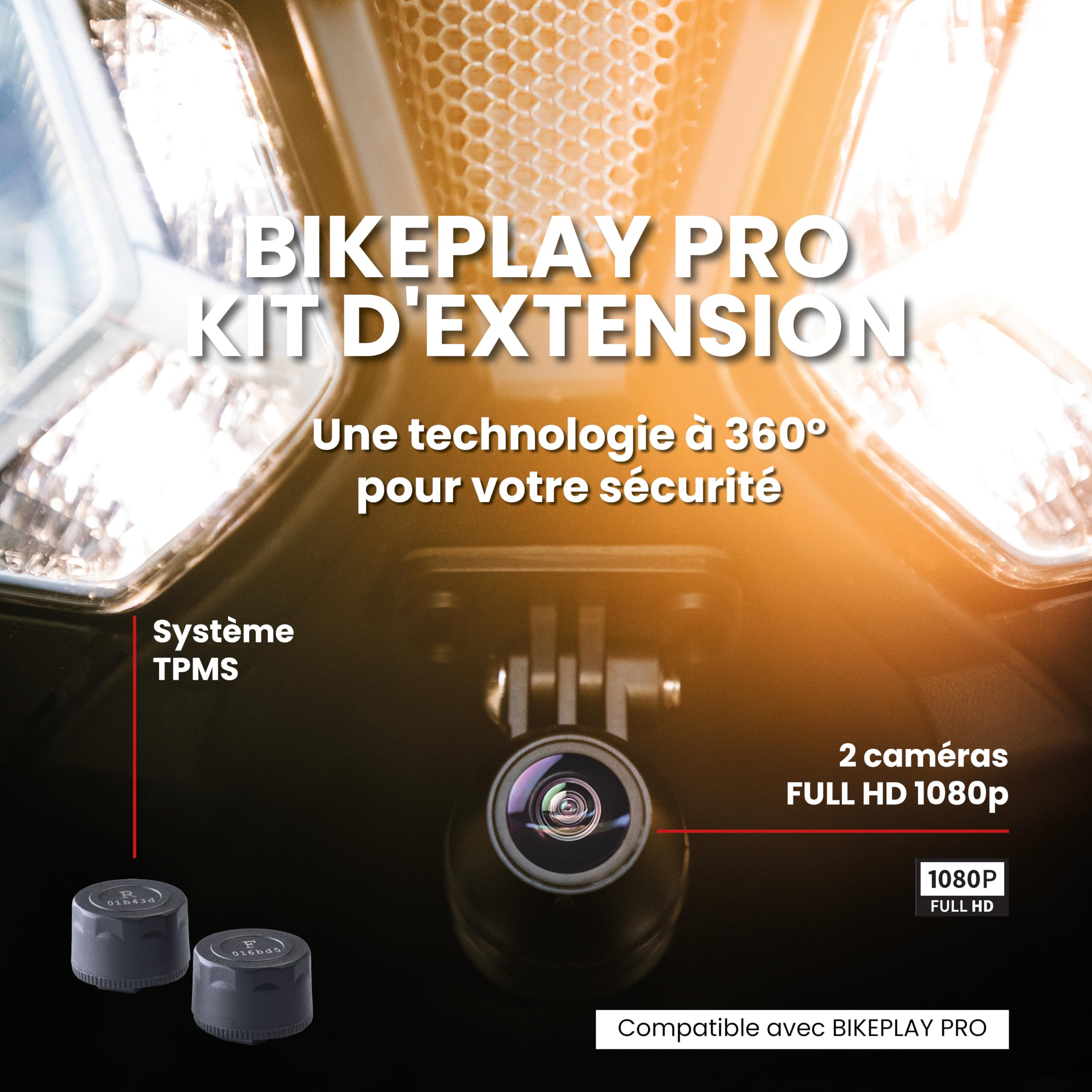 Midland Kit d'extension BikePlay Pro C1683 - Lot de 2 Dash Cam, 2 TPMS et câbles