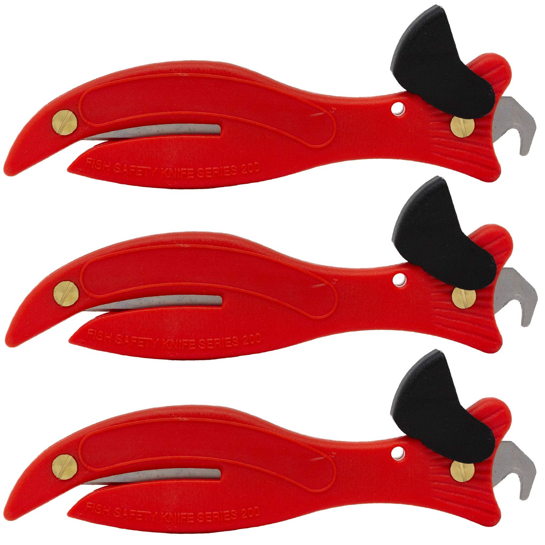 Gifts Direct 2 U Ltd Red Fish 200 Original Enclosed Blade Safety Box Cutter (3, )