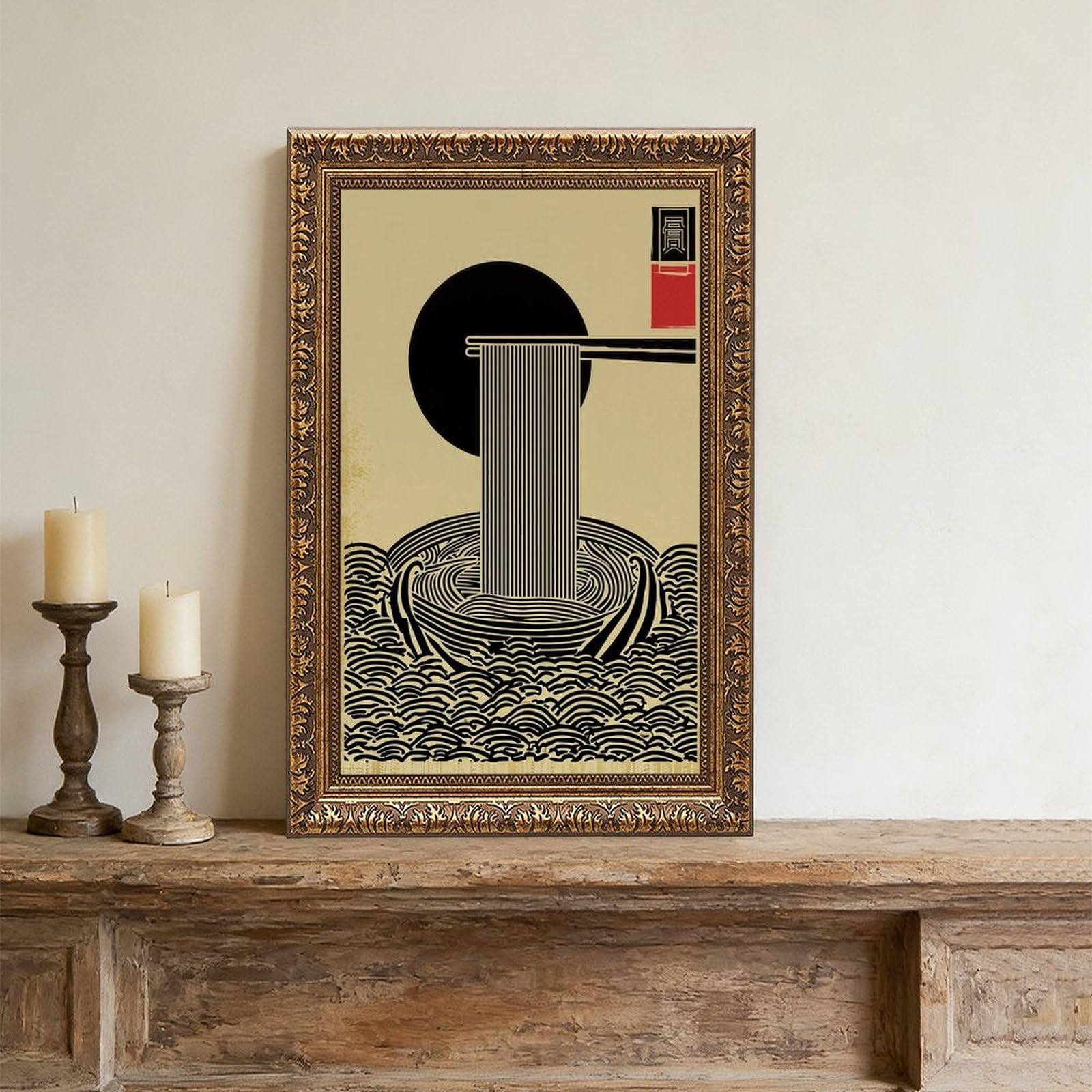 ELKPDOE Poster minimalista giapponese su tela, motivo: Ramen Noodle