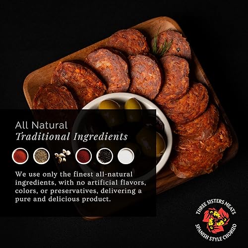 Miniatura 2 de Chorizo curado en seco en rodajas (3 onzas), sabor a chorizo del norte de España, alimentado con dieta vegetariana, carne de cerdo con chorizo ABF,