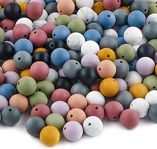 150pcs Silicone Beads,15mm Silicone Beads, Silicone Beads for Keychain Making，Silicone Beads 15mm Bracelet Making Kit and Loose Round Silicone Beads for Pens（Deep Colors）