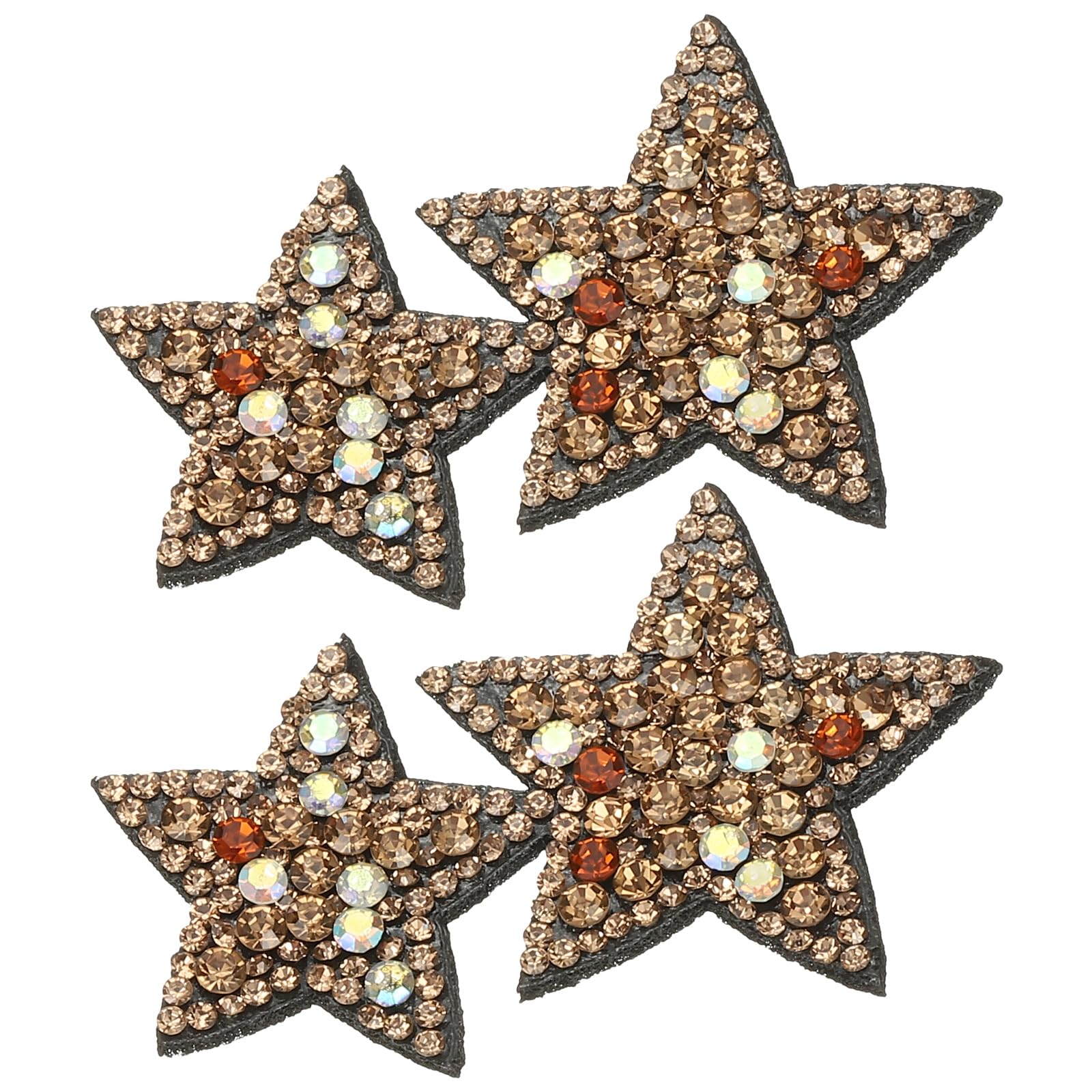 Écussons double étoile strass PATIKIL marron à coudre mercerie chaussures vêtements