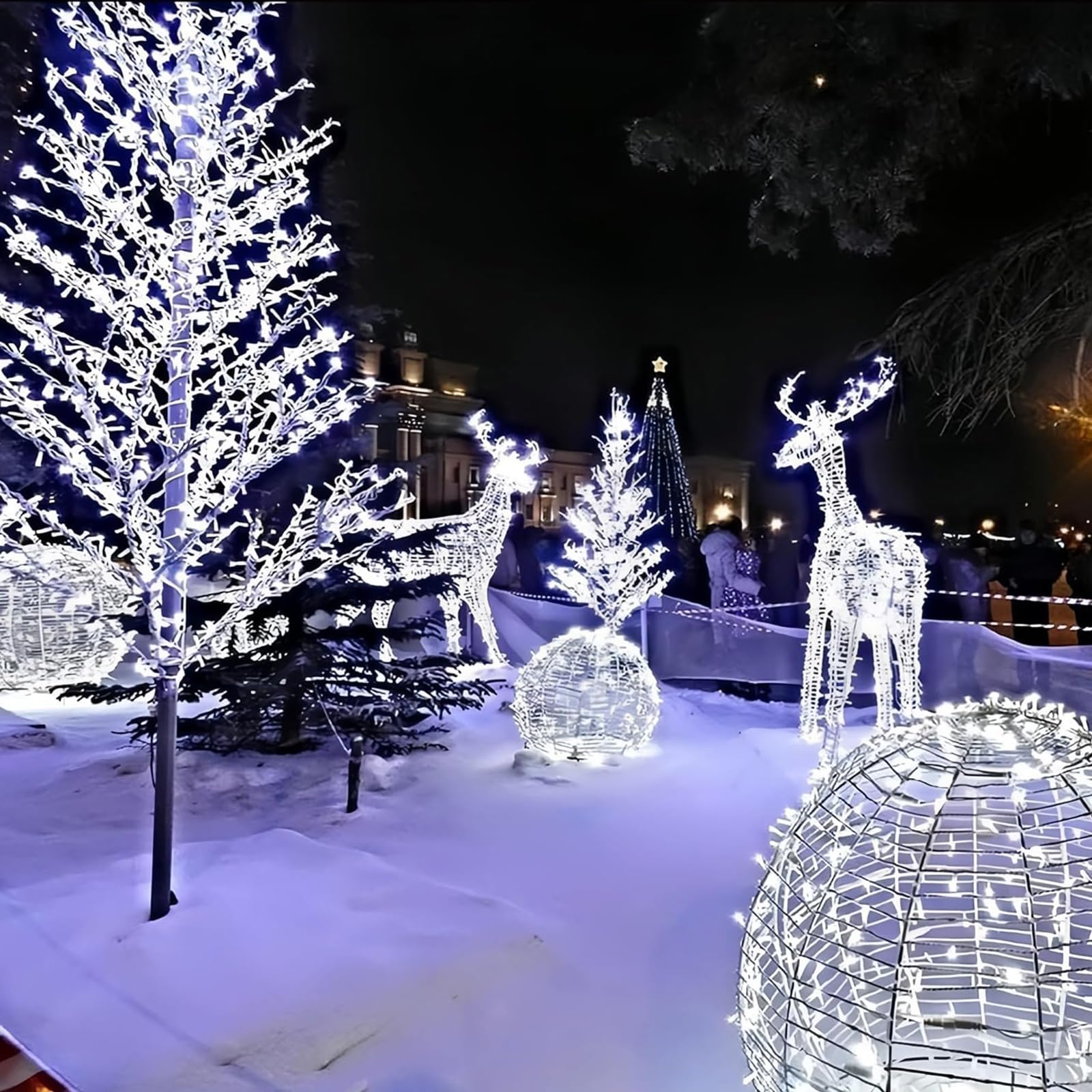 Girlanda świetlna, 100 m, 1000LED do wnętrz, 8 trybów oświetlenia, IP65, wodoodporna, na zewnątrz i wewnątrz, na Boże Narodzenie, do ogrodu, na wesele, imprezę, różowa