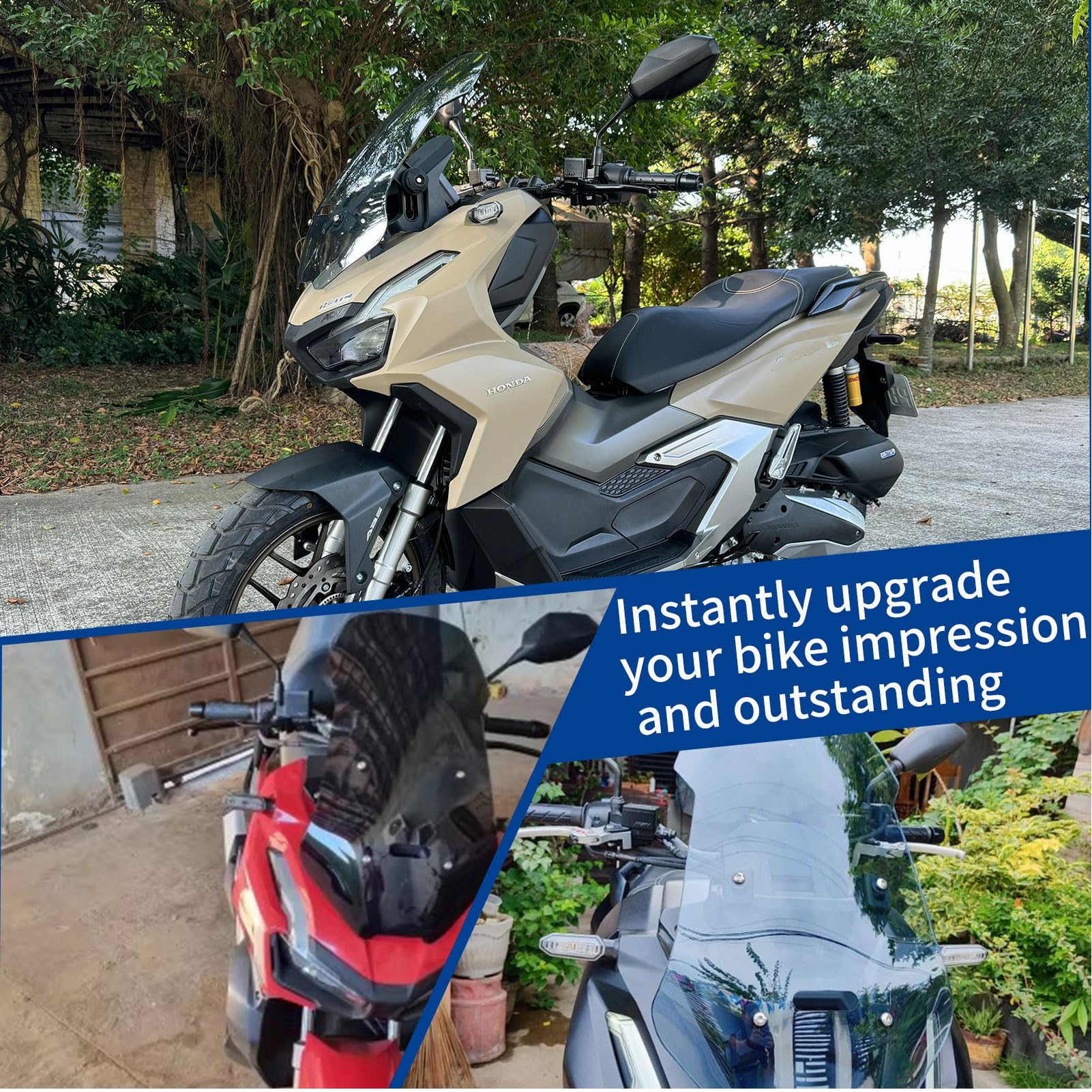 Pare-Brise de Moto, déflecteur de Vent, carénage Avant, visière, visière, adapté pour ADV 150 (2019-2023) ADV 160 (2023-2024), pièces de Pare-Brise, Accessoires (Fumée Noire)