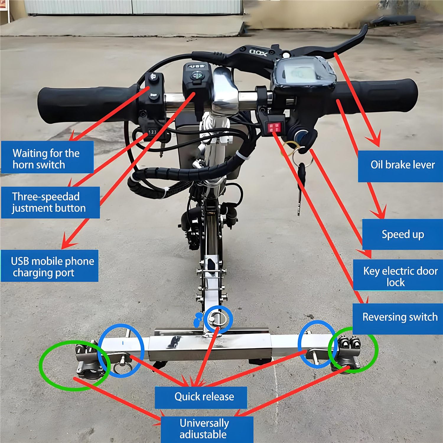Accesorio de potencia para silla de ruedas, ligero, cabezal de accionamiento eléctrico, 3 velocidades, dispositivo portátil de tracción de tractor para silla de ruedas manual