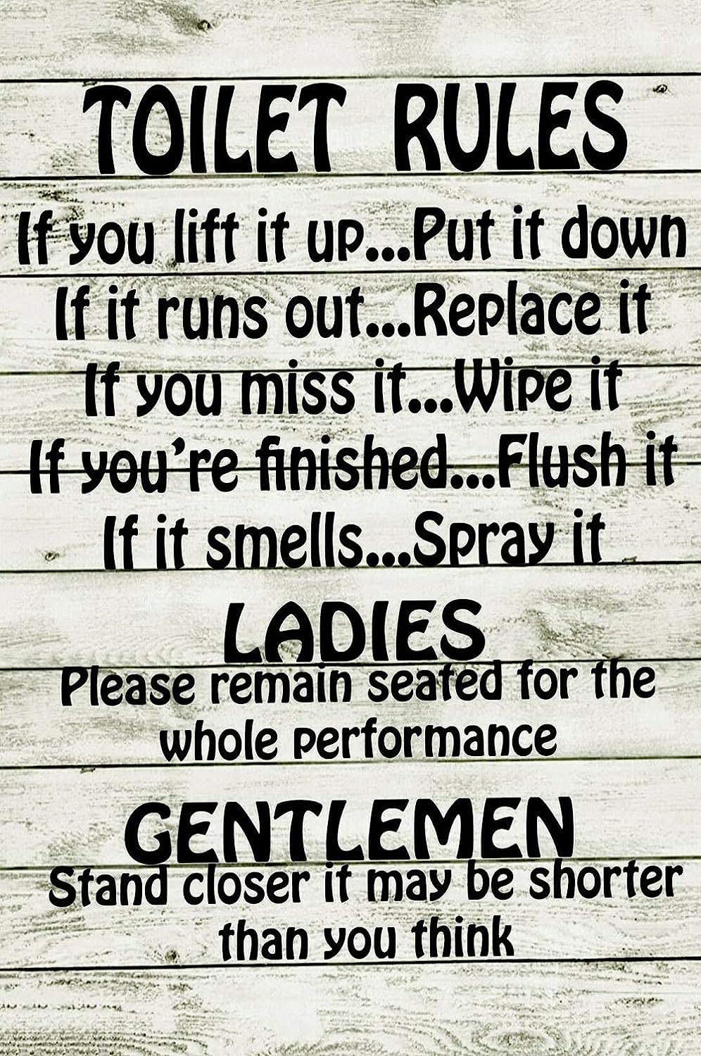 Bonoff Toilet Rules Metal Sign Bathroom List Novelty Put It Clean Plaque Funny Joke Wc Metal Decor Sign 8X12 Inch