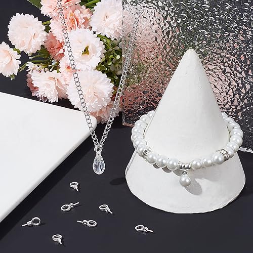 Miniatura 4 de Beebeecraft 1 caja de 10 piezas de plata de ley 925 con colgante de perlas de 0.236 pulgadas (0.236 in), conector colgante para cuentas perforadas