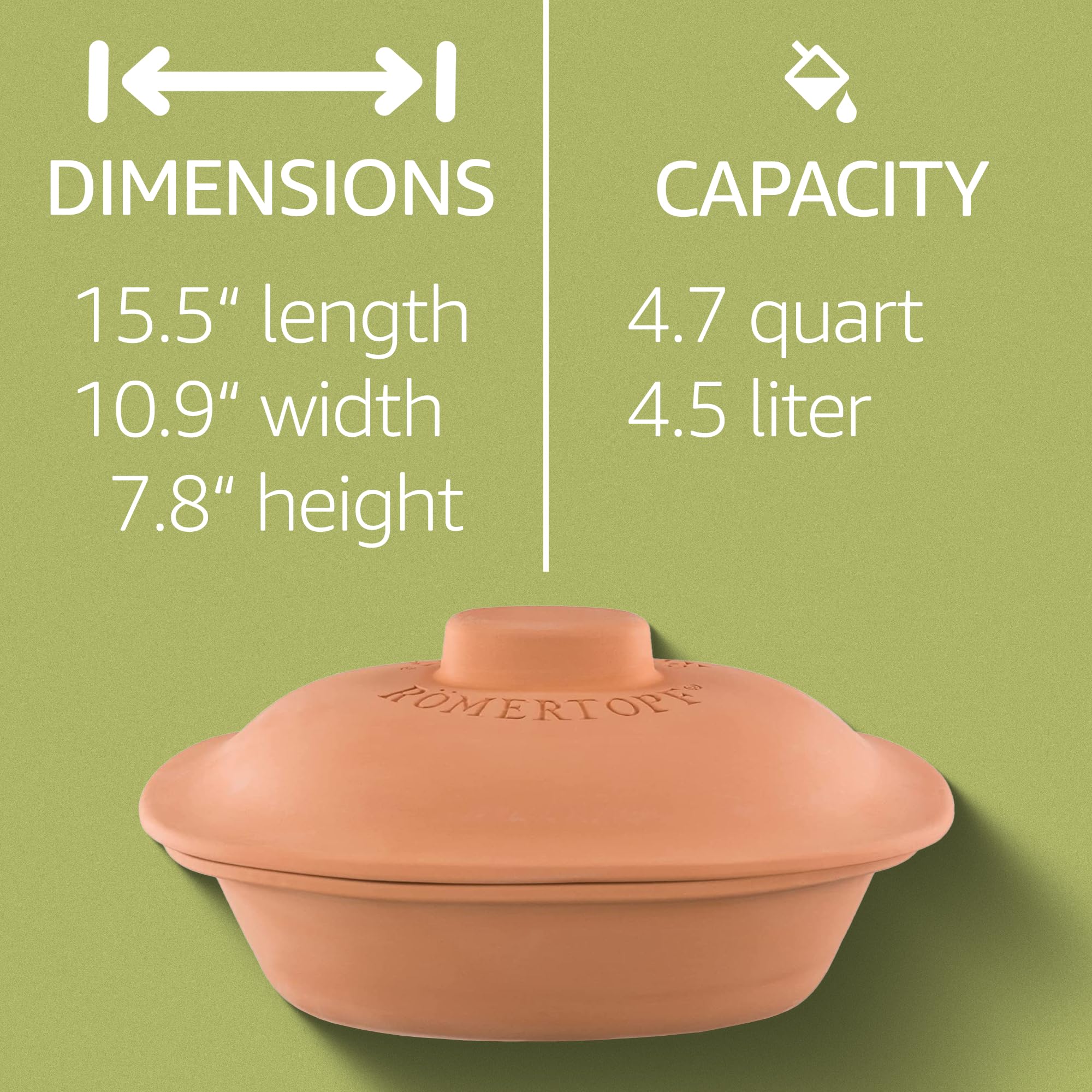 Römertopf Bräter Trend 4,5 L – Keramik Dampfgarer aus Naturton – Ofenfester Tonbräter für bis zu 6 Personen – Backofen- & spülmaschinengeeignet – hitzebeständig & langlebig