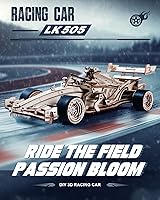 Vista 2 de ROKR 3D Wooden Puzzle 1:18 Scale Formula Racing Cars for Adults, 5 Hour Build, Wind up Toys Model Car Kits for Adults to Build, Ideal Gift for Boys