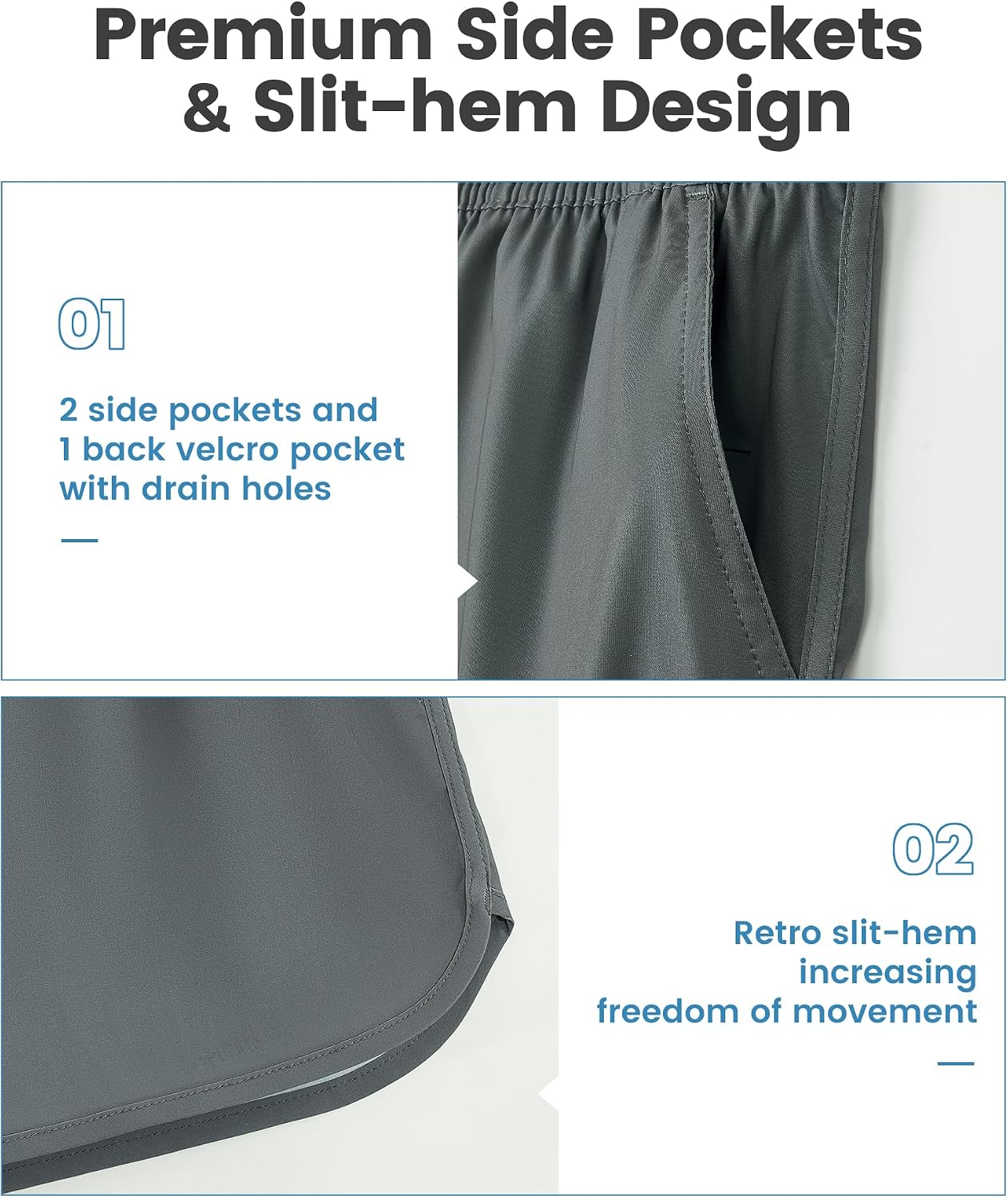 Maamgic Women's 3.5" Quick Dry Swim Shorts - Stretch Vintage Bathing Suit With Pockets