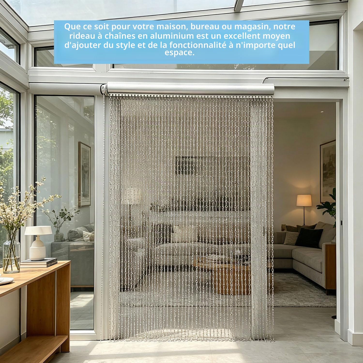 Store à Enrouleur en Aluminium 90 × 200 cm, Anti-Mouches et Anti-Insectes, pour Portes et fenêtres, décoration d'intérieur, Couleur Argent