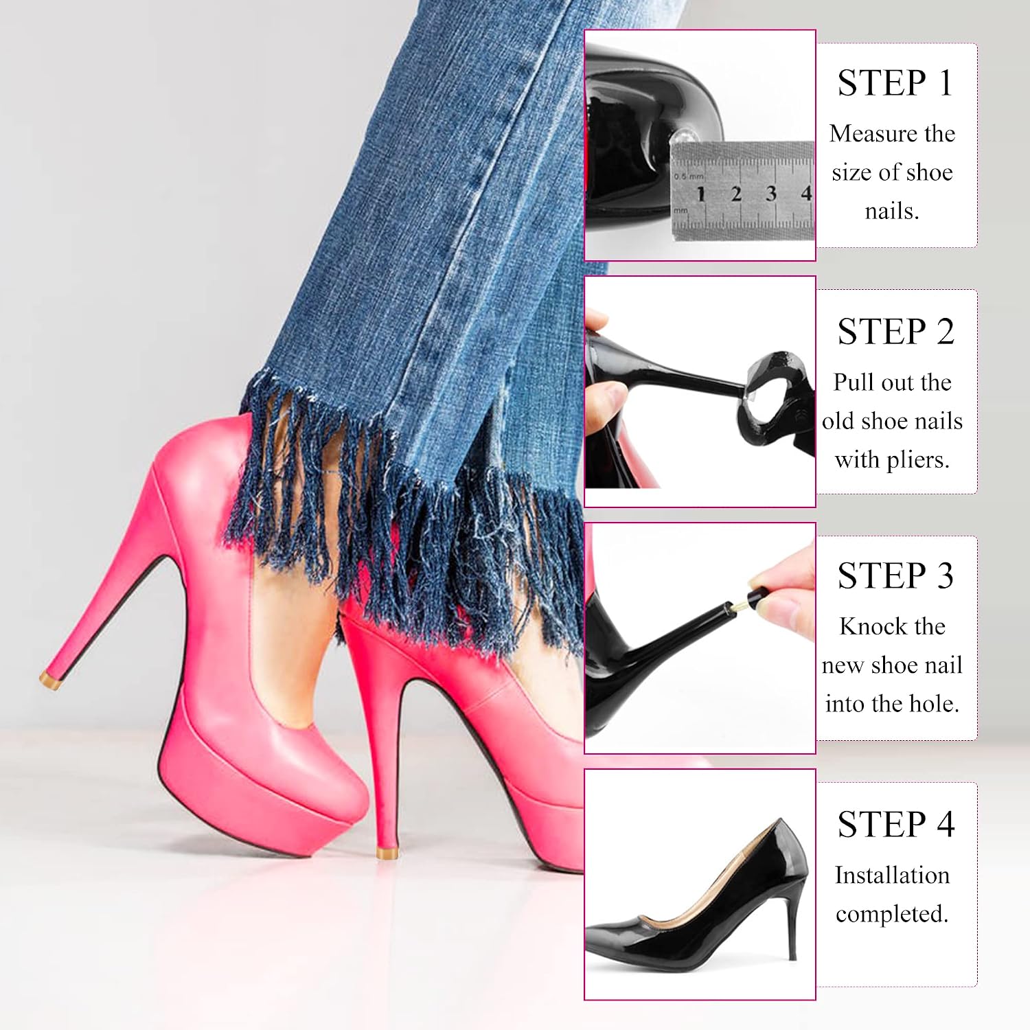 12 Pairs High Heel Shoes Replacement Tips - Shoe Repair Stiletto Caps Protector Dowels Women's Round Cover