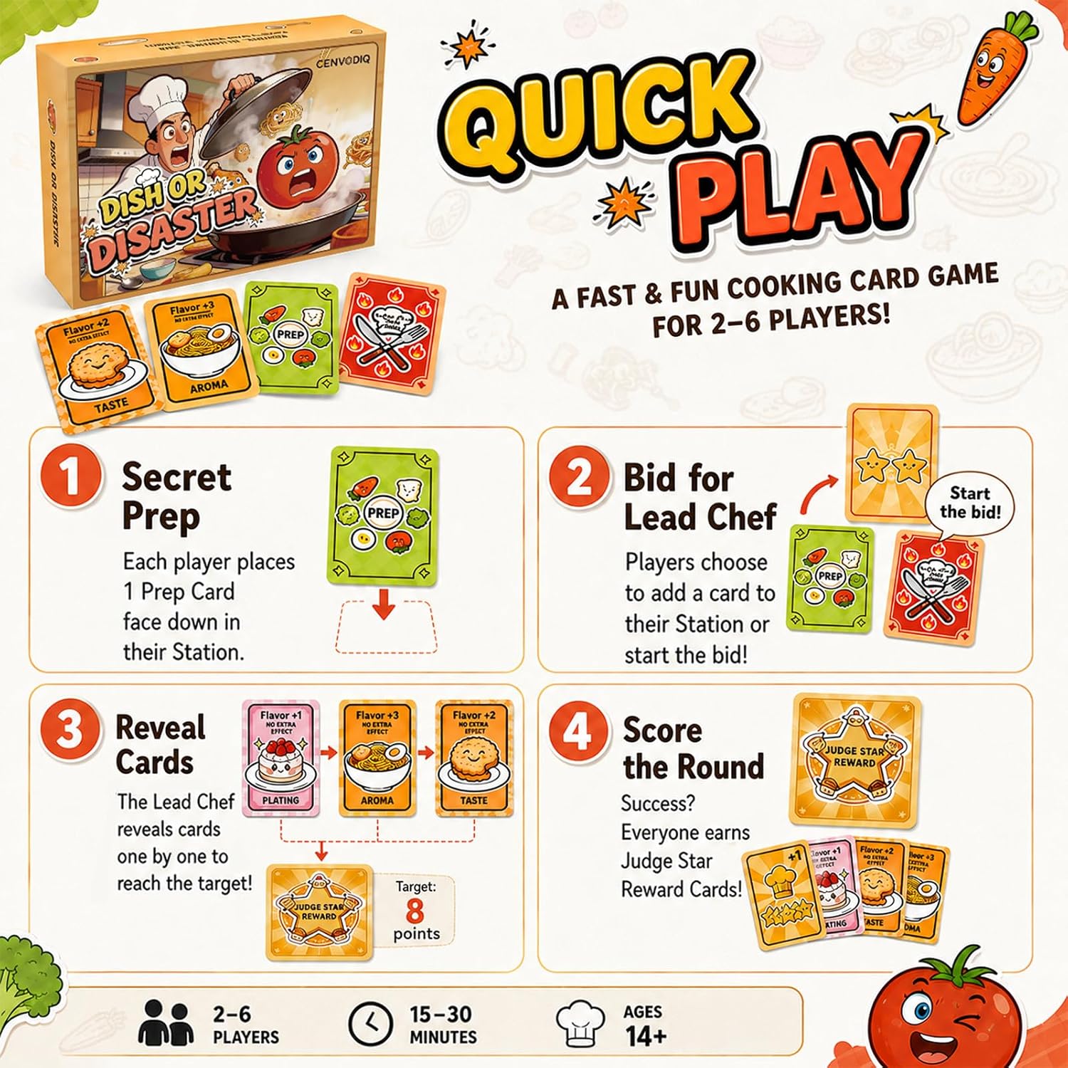 Dish or Disaster Food Strategy Card Game for 2-6 Players, Ages 14+ image 5