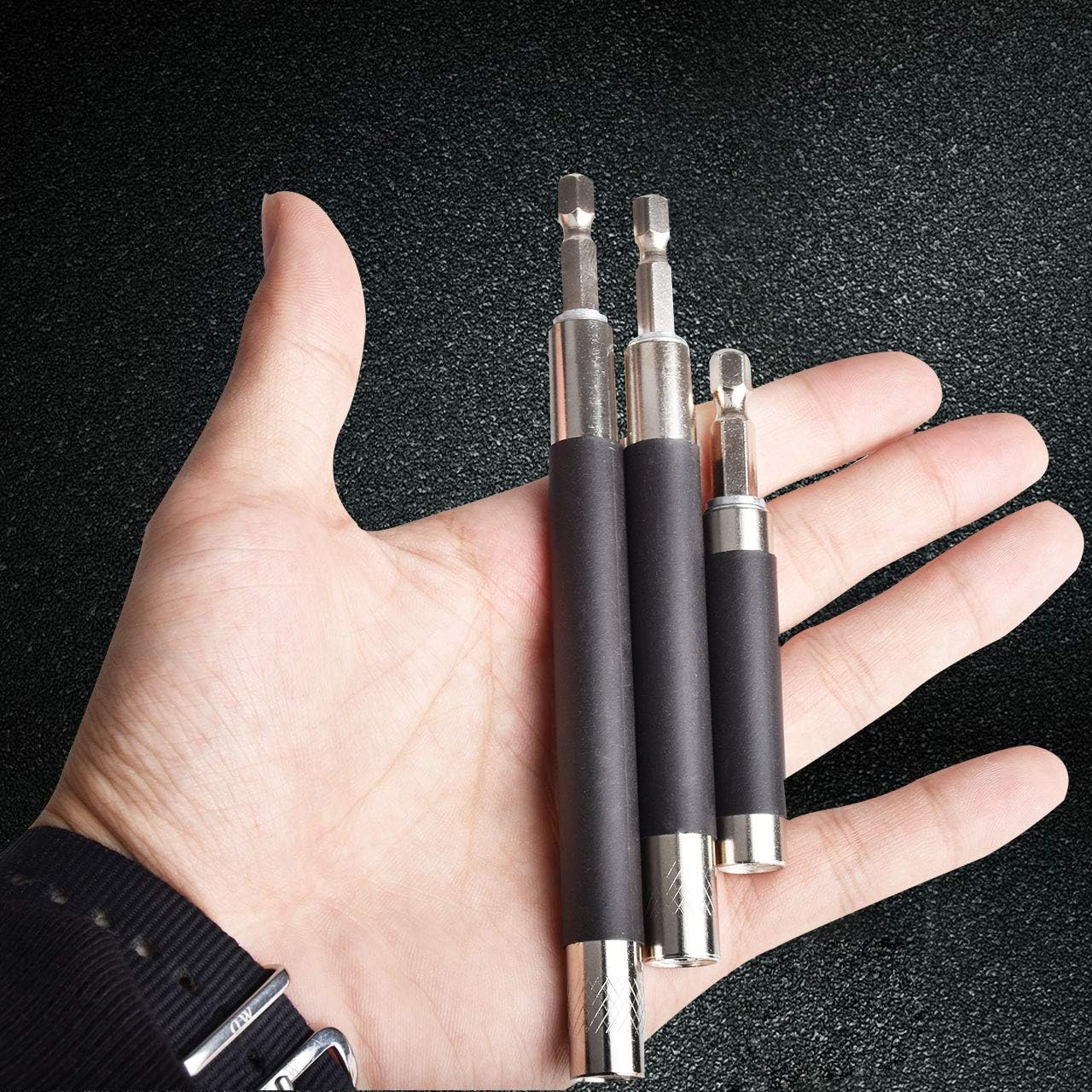 KATUR Quick Release Magnetic Screwdriver Extension Bit Holder, 1/4 Inch Hex Shank Connection Rod Adapter, Magnetic Shock Adapter for Nuts Drill and Handheld Driver 80-120mm,120-200mm,140-240mm