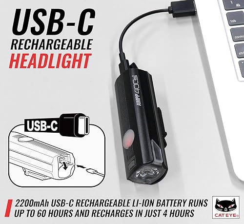 Miniatura 7 de CATEYE AMPP - Luz recargable USB para bicicleta: faro OptiCube™ súper brillante de alta visibilidad para viajeros, ciclistas de carretera