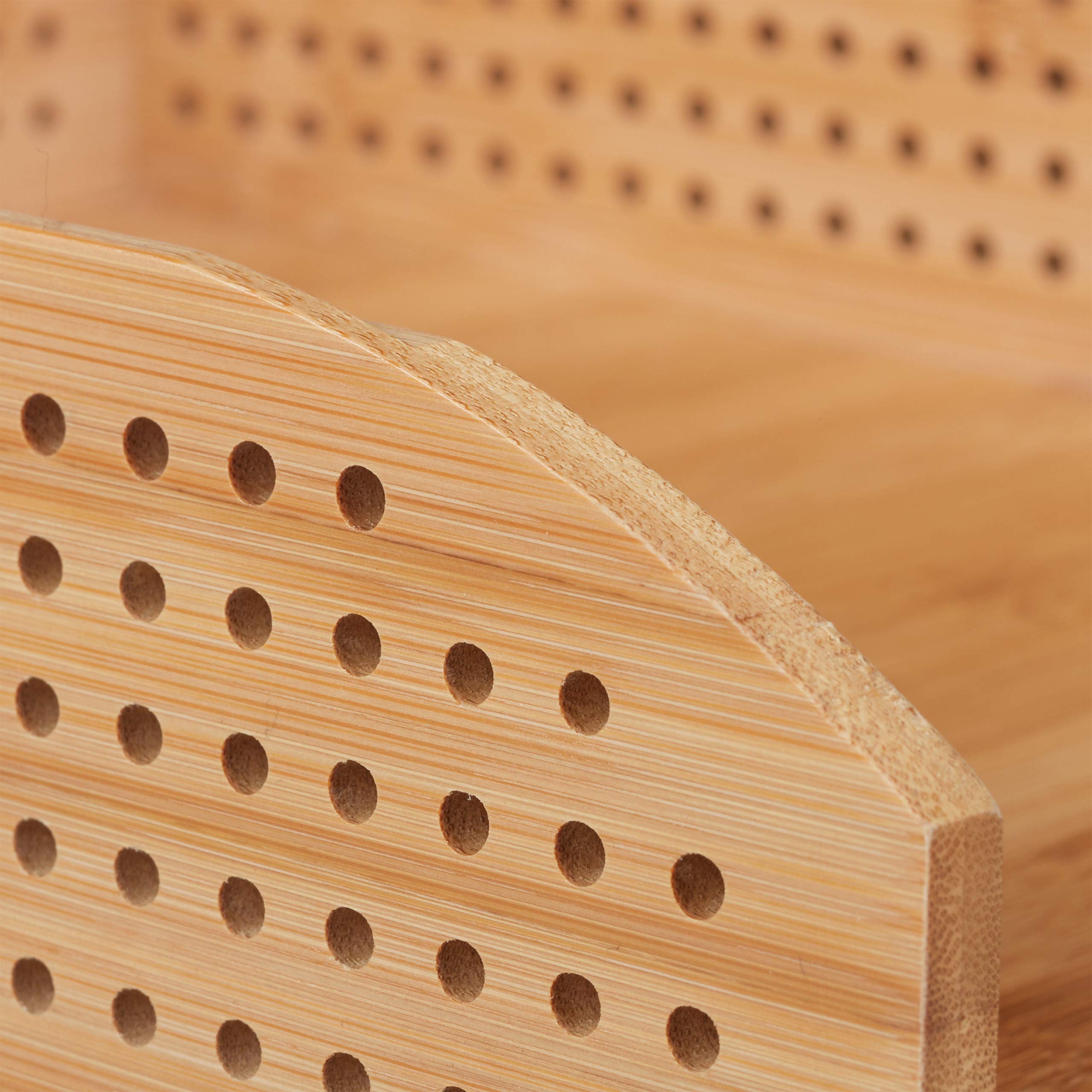 5x Vaschetta Portadocumenti in Bambù Perforato, Impilabile, Formato A4, Scrivania, Ufficio, HLP 7x25x33 cm, Legno