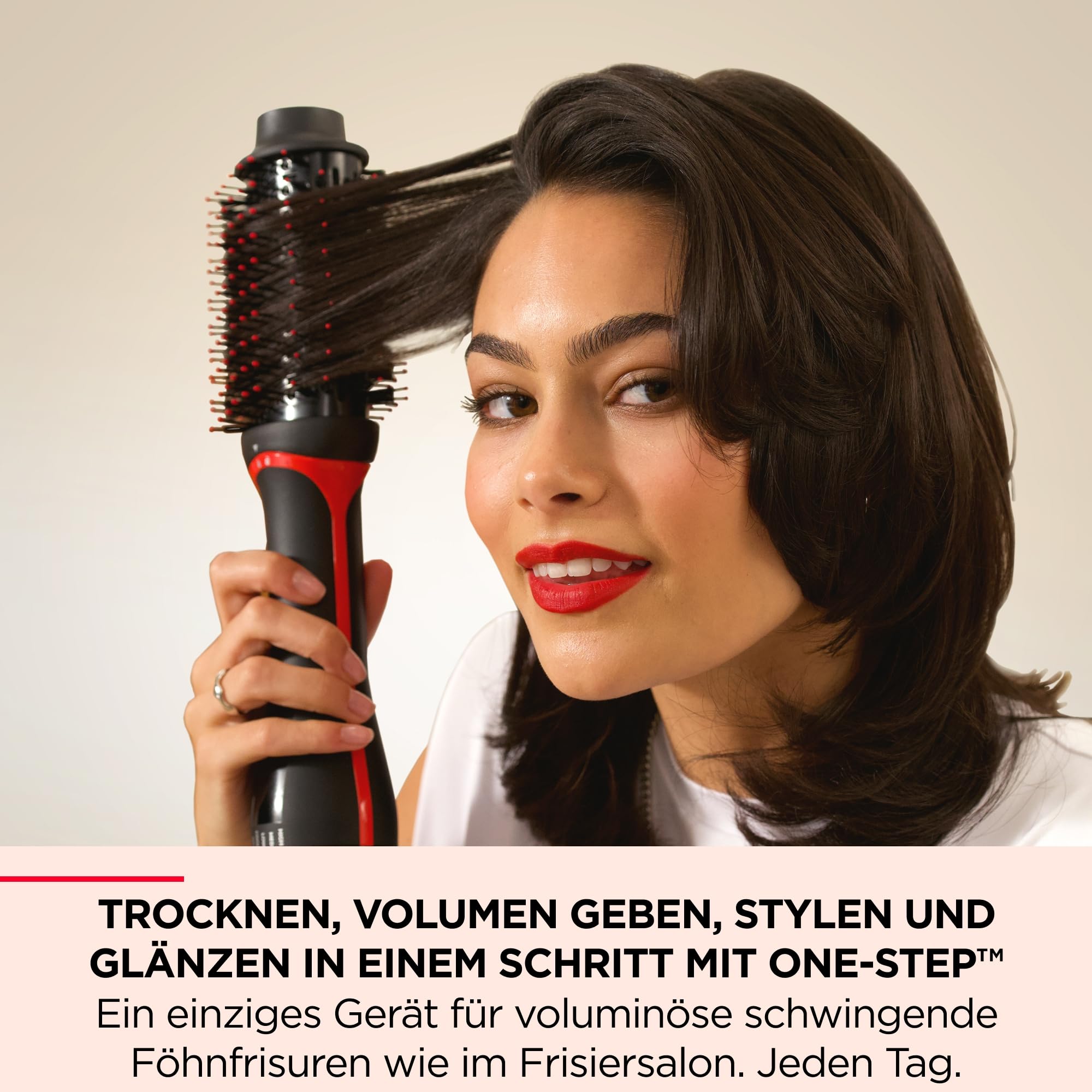 REVLON PROFESSIONAL One-Step Volumiser Plus (Abnehmbarer Kopf, Keramik-Titan-Platte, Gemischte Styling-Borsten mit Aktivkohle-Pins, Turmalin Ionic Technology), RVDR5298E