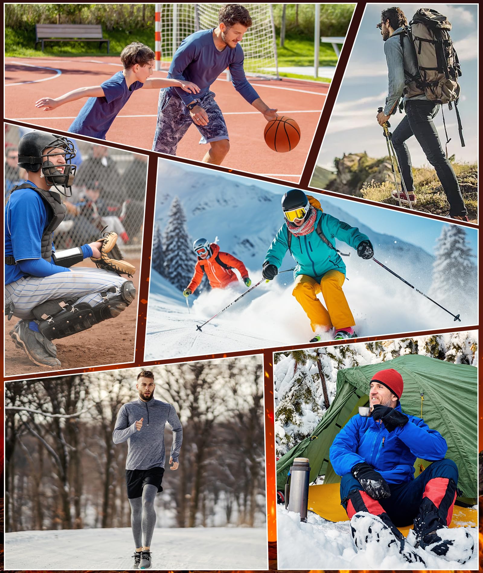 T Shirt Polaire Thermique Homme Hiver Hauts Thermiques Chaude Sport Compression T-Shirts Thermolactyl à Manches Longues Lot de 2