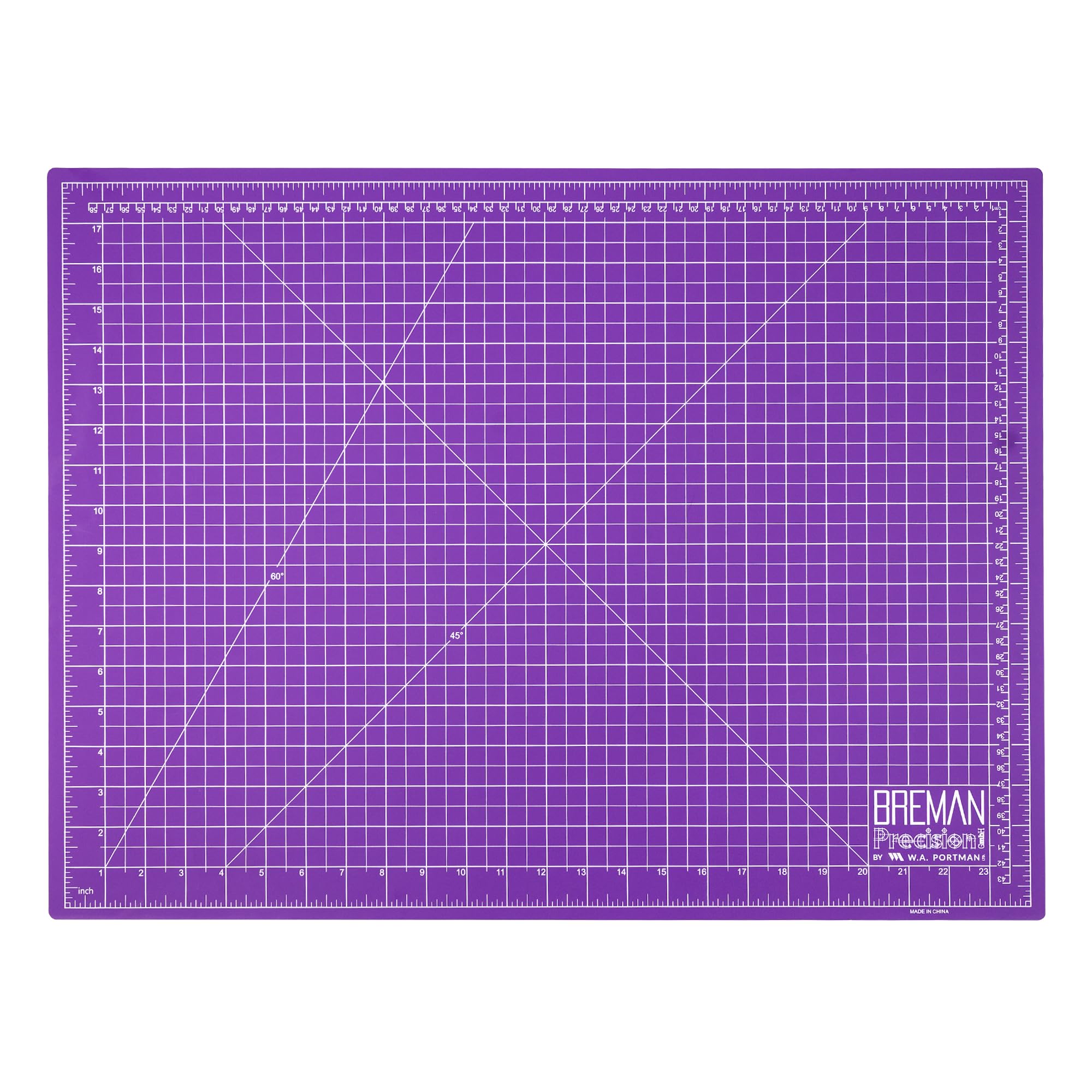 Breman Precision Alfombrilla de corte autorreparable de 45,7 x 61 cm, 2 caras, 5 capas de PVC, morado/gris, para manualidades, costura, acolchado y proyectos de bricolaje, diseño duradero y