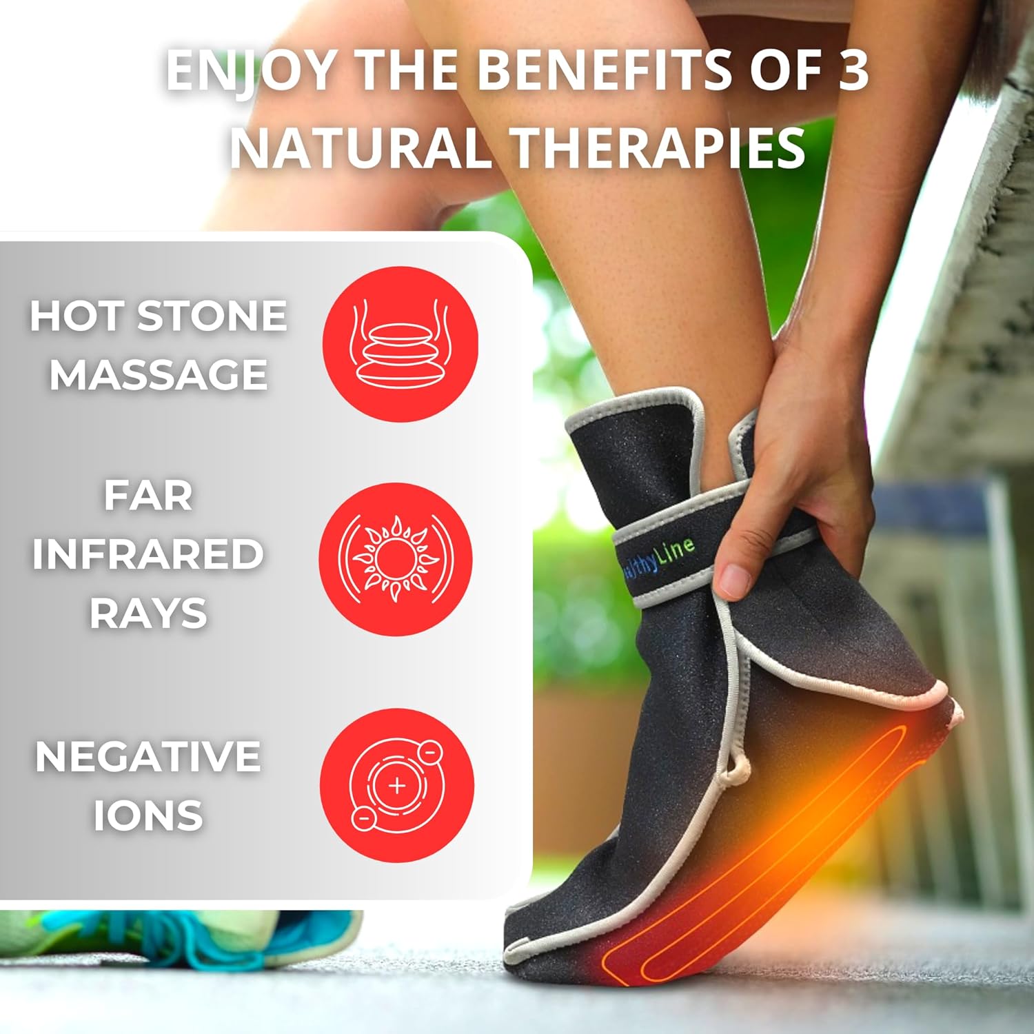 Portable Far Infrared Foot Heating Pad for Feet - Hot Amethyst, Tourmaline Gemstone Insert - Cordless Electric with Rechargeable Power-Bank - Auto Shut Off, Adjustable Temperature, USB Black