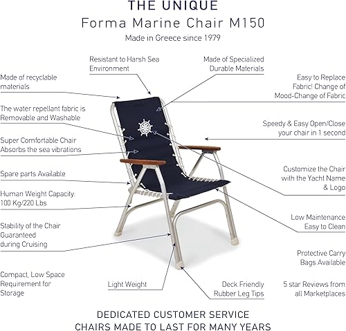 Miniatura 5 de FORMA MARINE Juego de 2 sillas de barco con respaldo alto, cubierta gris plegable, muebles de teca de aluminio marino M150G