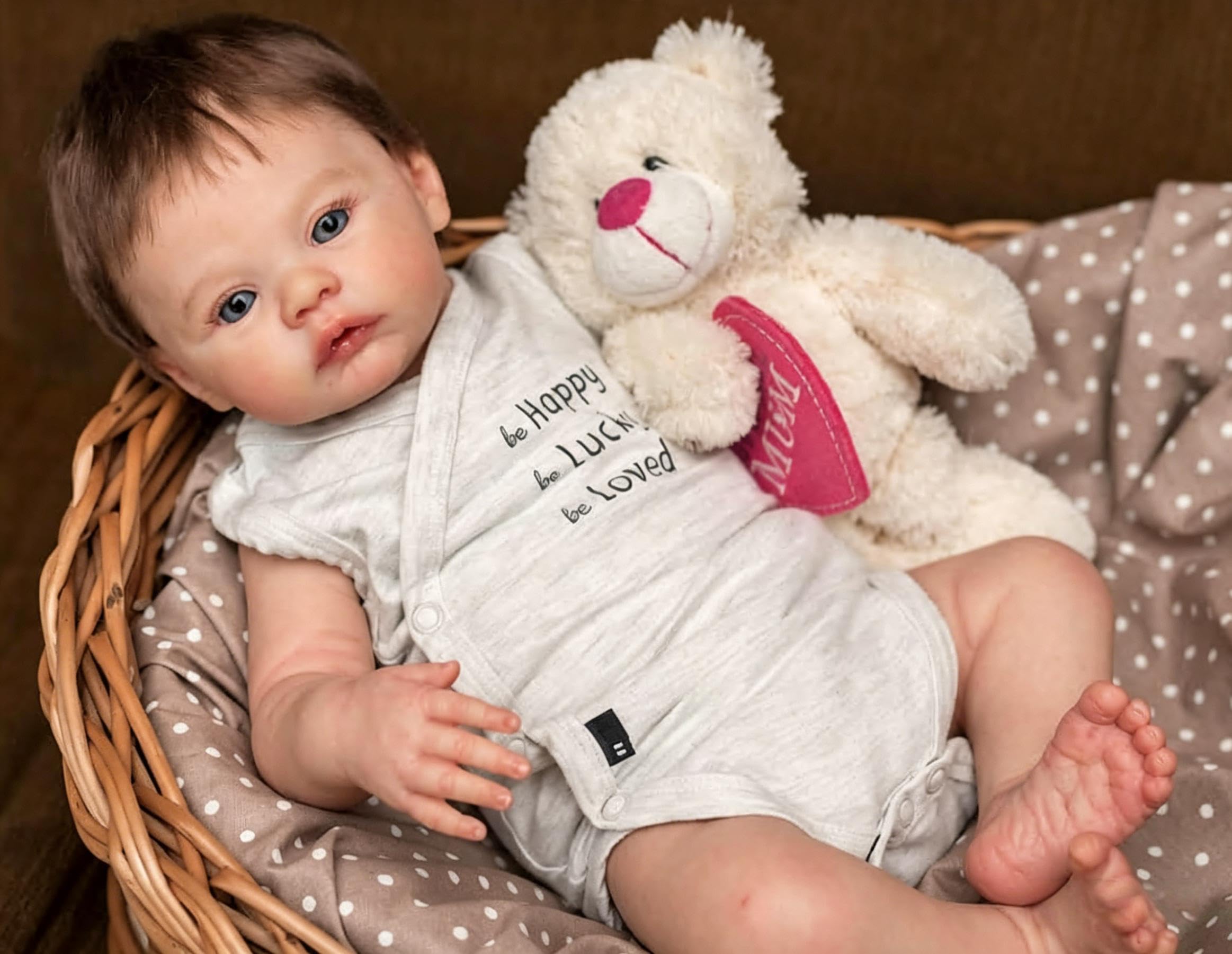 RXDOLL Muñecas realistas de bebé recién nacido de 18 pulgadas, muñecas de vinilo de cuerpo completo que se ven reales, muñecas recién nacidas realistas con ojos abiertos, cabello arraigado para niños