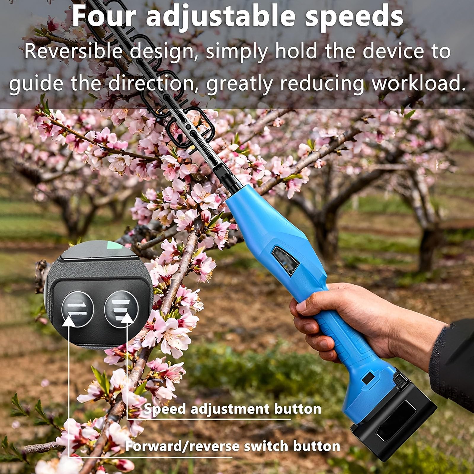 Máquina eléctrica para aclareo de Flores y Frutas, Herramienta de poda Manual de 4 velocidades con Avance/Retroceso para aclareo de manzanos, melocotoneros y cerezos - Jardín y huerto
