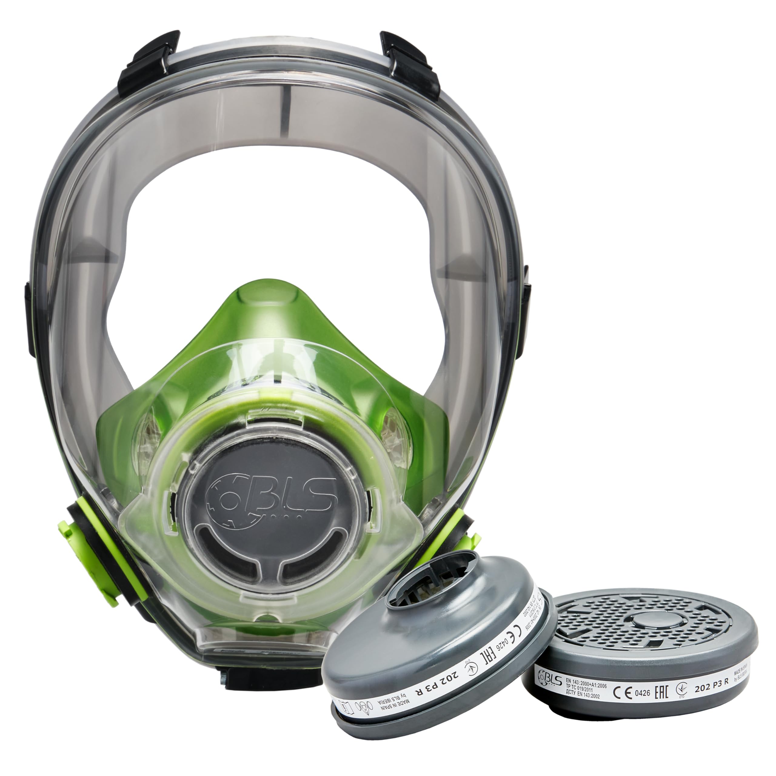 BLS 5600 con filtri 202 P3 R D Maschera Intera con Guarnizione in TPE e 2 Filtri Sostituibili 202 P3 con Attacco a Baionetta b-lock. Per Polveri, Amianto, Falegnameria, Edilizia e Fai da Te