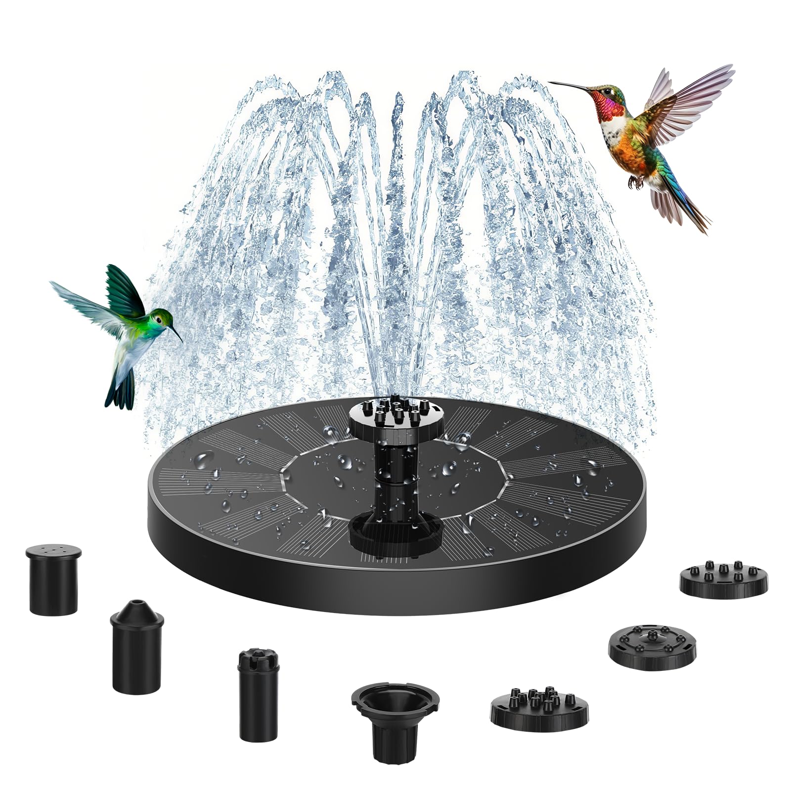 Auauraintt Pompa Solare per Fontana,Fontana Solare da Giardino Esterno,Fontana Pompa Solare da Giardino,con 6 Ugelli,per acquario,piscina,stagno,uccelli（1W）