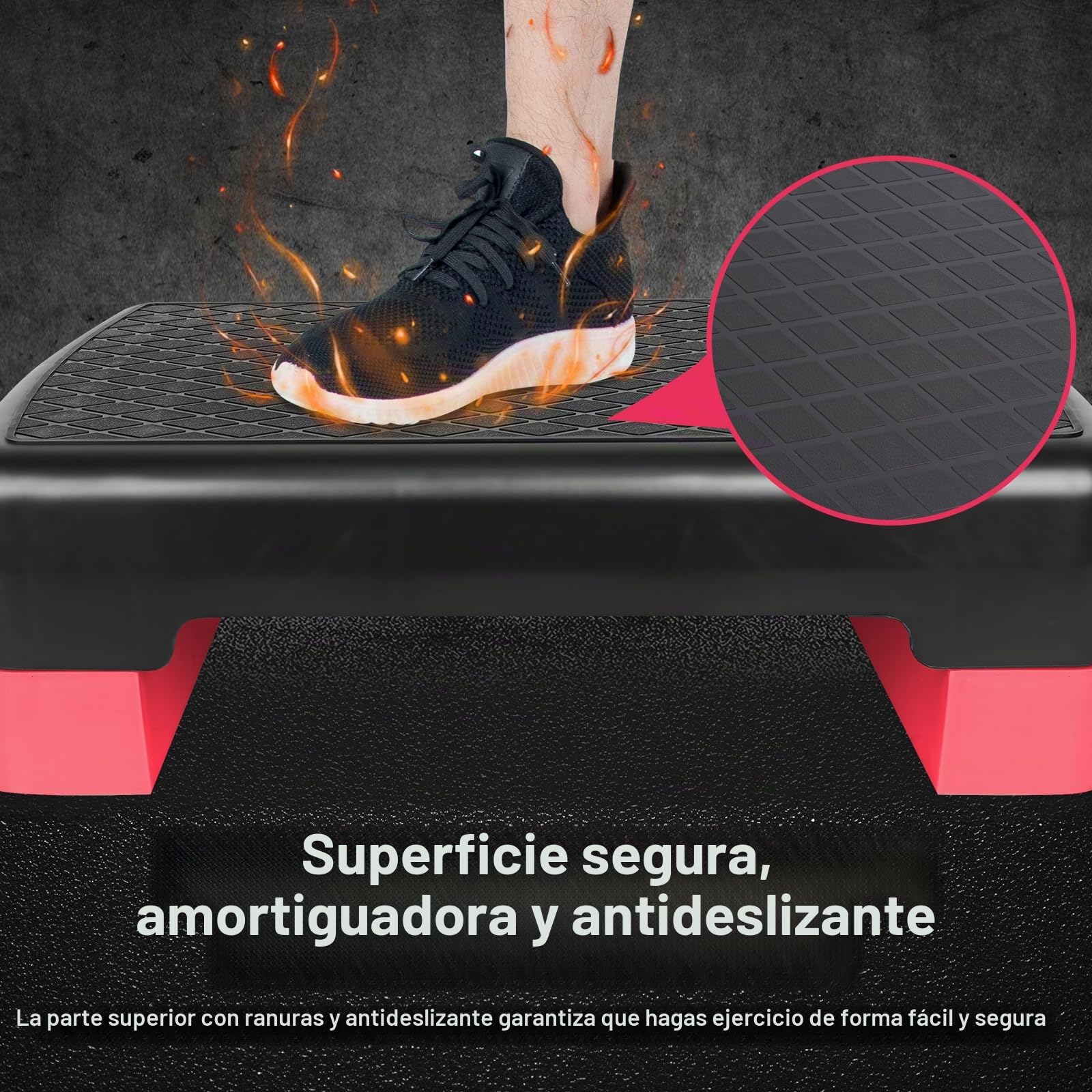 2 Levels Height Adjustable Workout Aerobic Step Stepper in Fitness & Exercise Step Platform Trainer Stepper with 2 Risers Adjust 10cm - 15cm