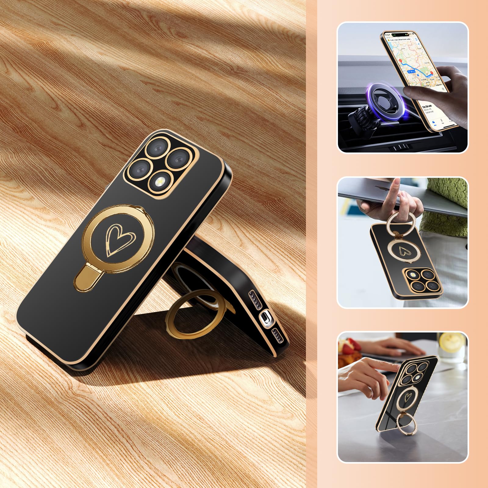 Coque Renforcée Noire Pour Xiaomi 14T Pro Avec Anneau - Neuf, Protection Antichoc, Marque Odeydo