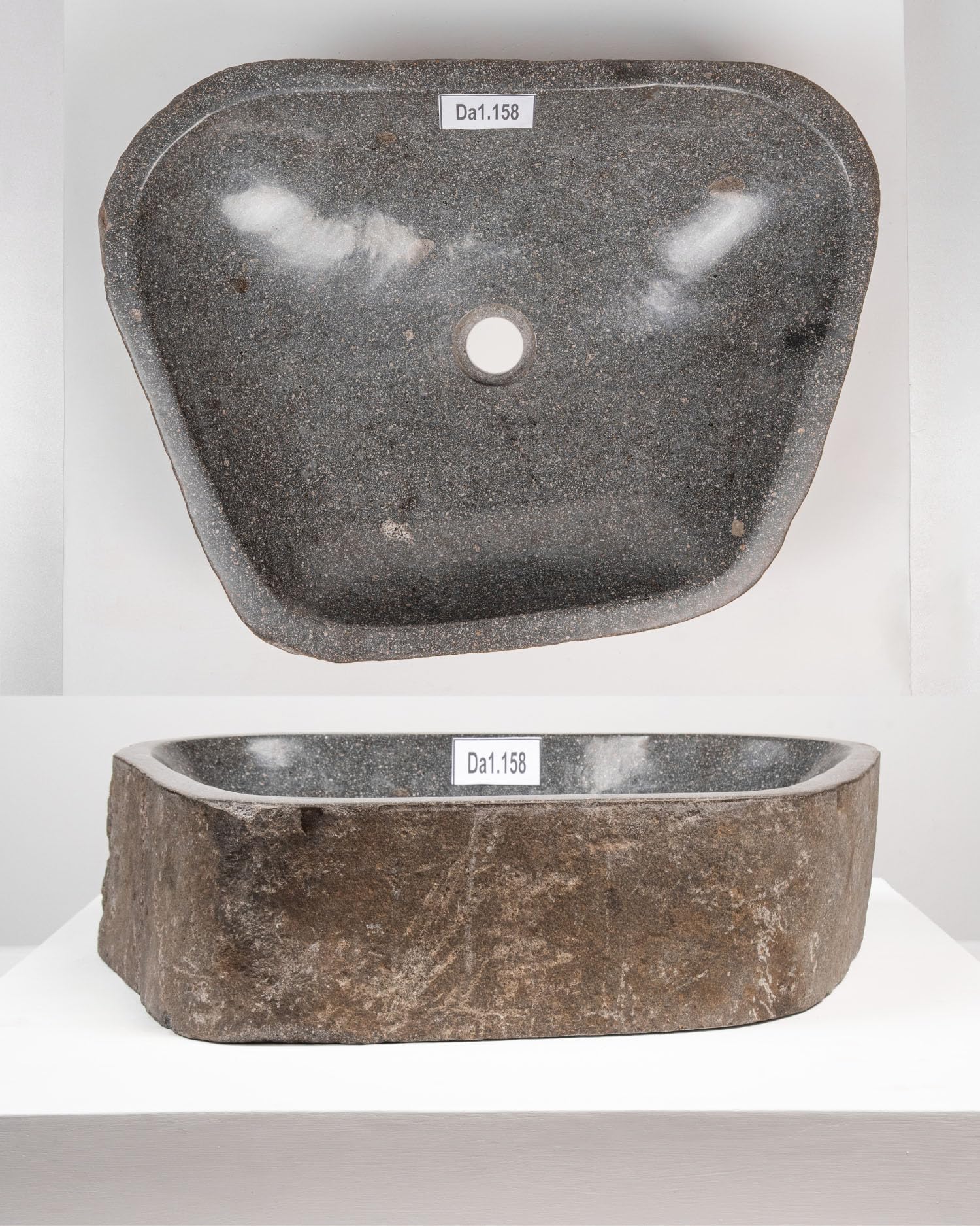 Waschbecken Stein oval Naturstein 60 cm Aufsatz-Waschbecken aus Stein Granit Flussstein Steinwaschbecken Findling WOHNFREUDEN