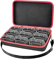 Vista 8 de Comecase Estuche rígido de batería extra grande para batería y cargador Milwaukee M12/M18, soporte de caja de baterías para baterías de 18V 20v Negro