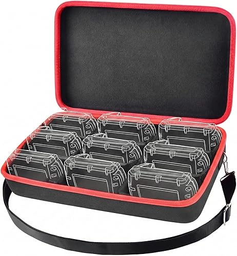 Miniatura 8 de Comecase Estuche rígido de batería extra grande para batería y cargador Milwaukee M12/M18, soporte de caja de baterías para baterías de 18V 20v Negro