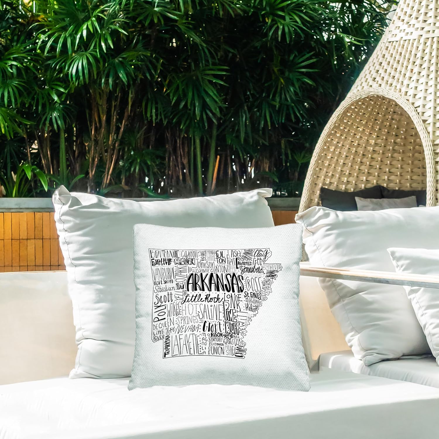 Stupell Industries Arkansas State Varied Cities Typography Shape Outdoor Pillow Design by The Saturday Evening Post