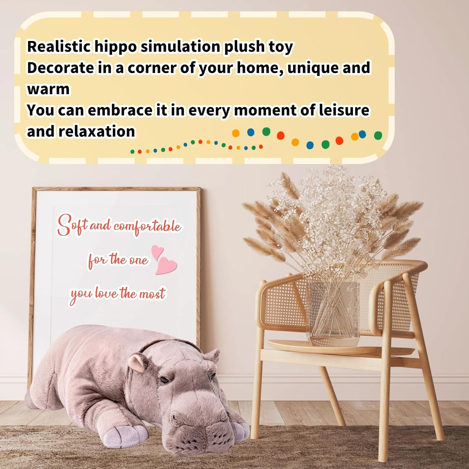 FRANKIEZHOU Lifelike Hippo Stuffed Animal- Grey, Realistic Hippopotamus Stuffed Animal,Simulation Soft Hippopotamus Gifts,Girl Toys,Gifts for Kids