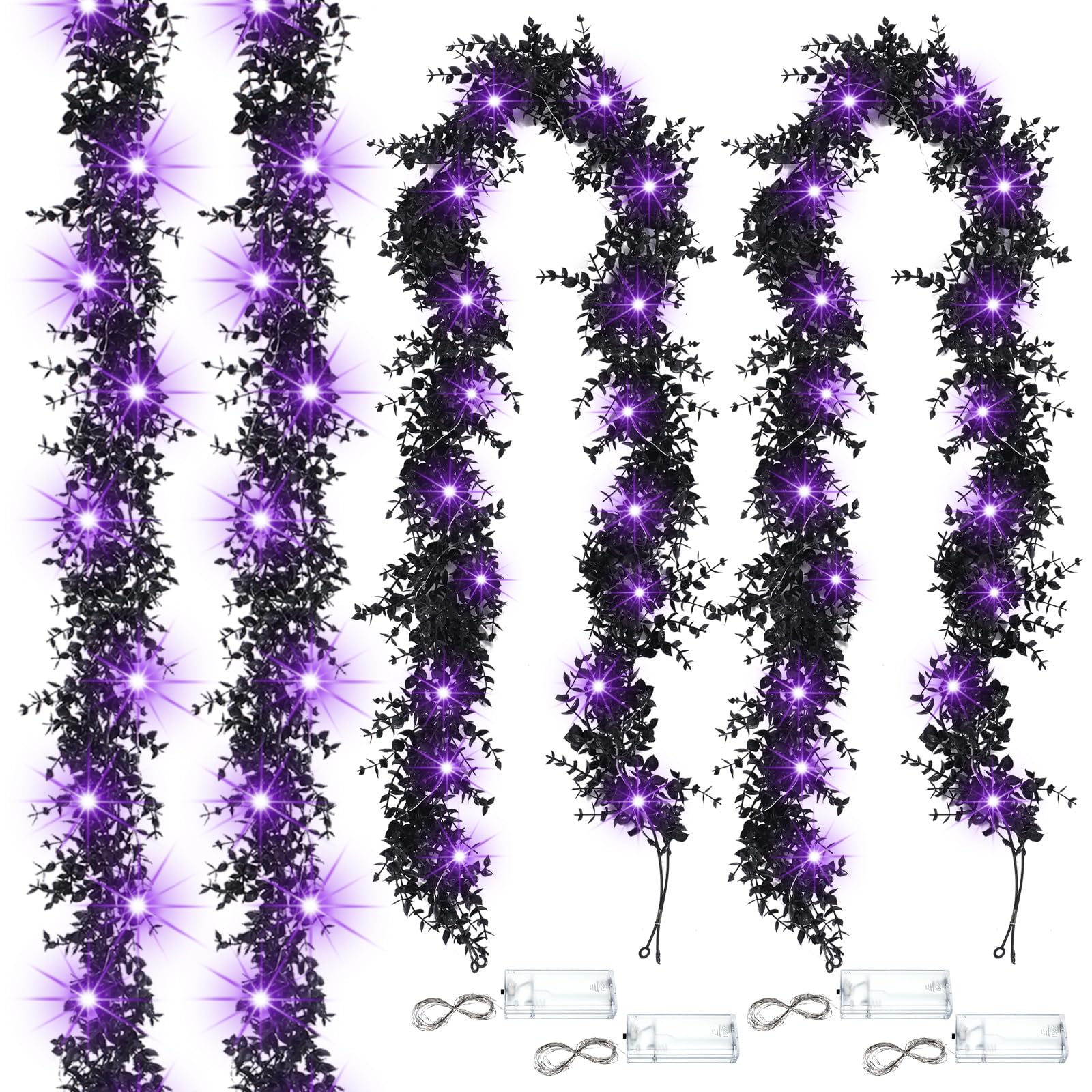 Guirlande d'eucalyptus artificiel lumineuse d'automne et Halloween suspendue