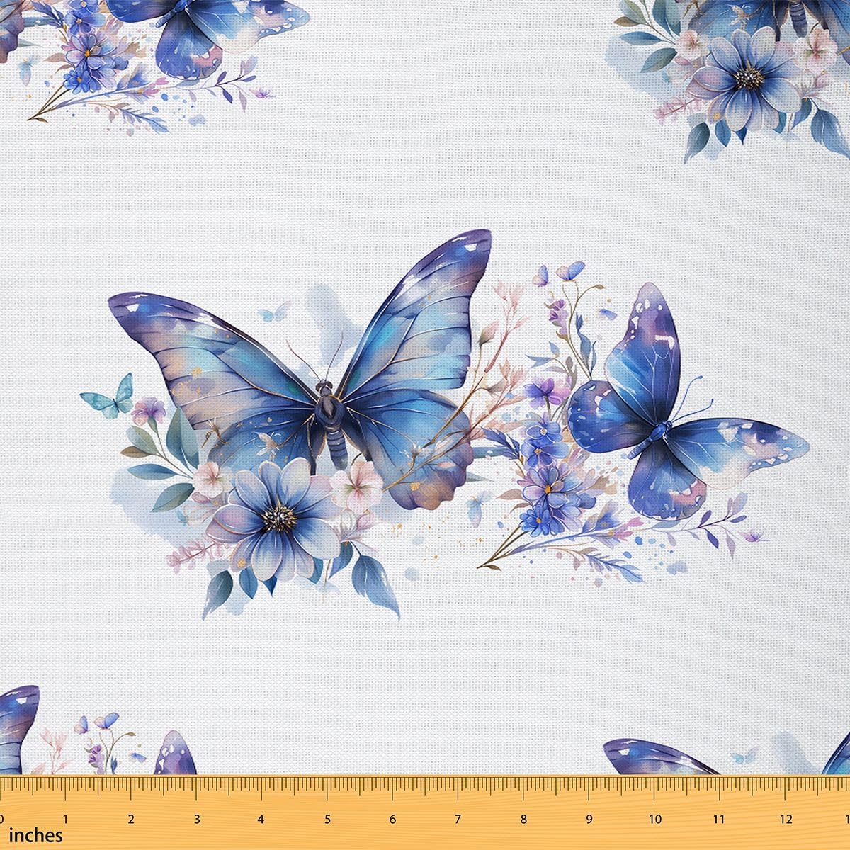 Feelyou Butterfly Fabric by The Yard 10 Yards Butterflies Print Waterproof Outdoor Fabric Beautiful Butterfly Upholstery Fabric for Chairs Animal Floral Purple White Outdoor Fabric