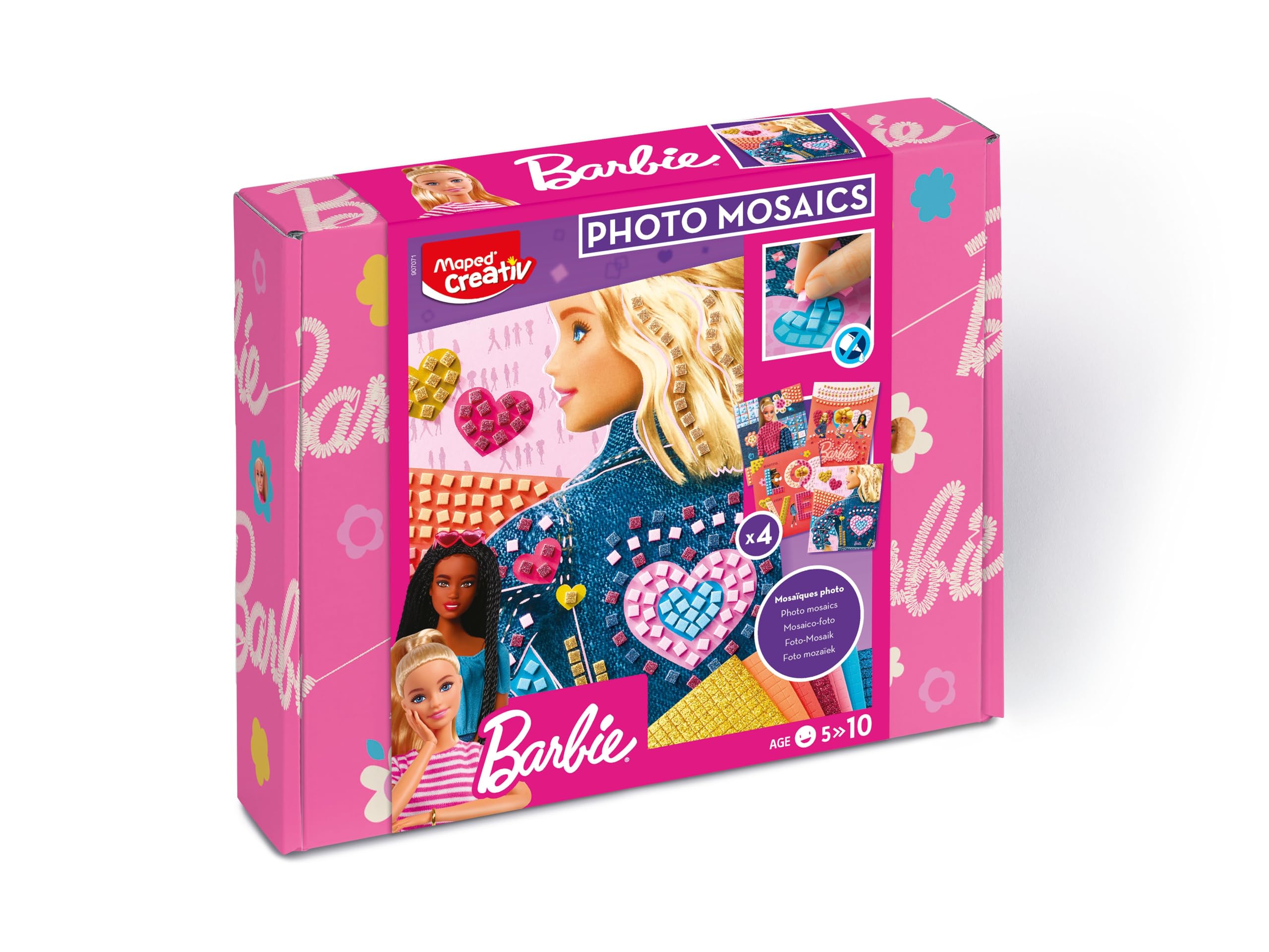 Maped CREATIV Photo Mosaics Barbie – Kit Mosaico Autoadesivo Per Bambini 5+, Con 4 Cartoncini E 8 Fogli In Schiuma EVA - copertina